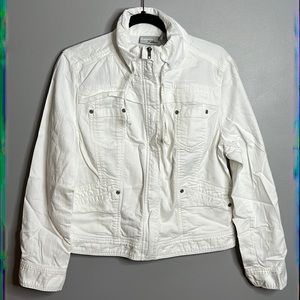 Chico’s Platinum white full zip Jean jacket size 2